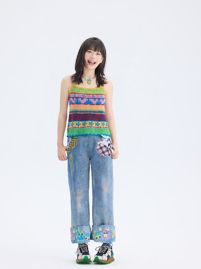 Fair Isle Knitted Suspender Dress【s0000017692】