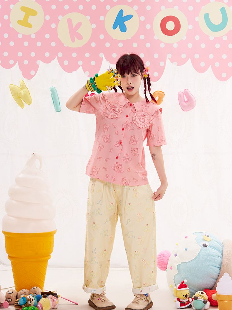 Animal Angel Bunny Collar Pink Shirt【s0000013190】