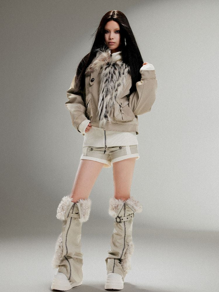 Fake Two Piece Pu Leather Jacket【s0000011252】