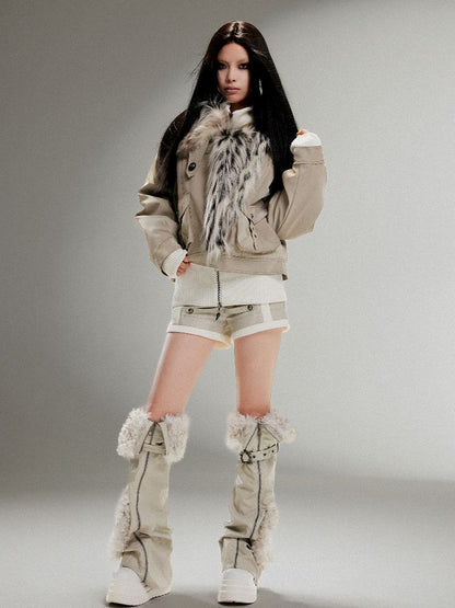 Fake Two Piece Pu Leather Jacket【s0000011252】