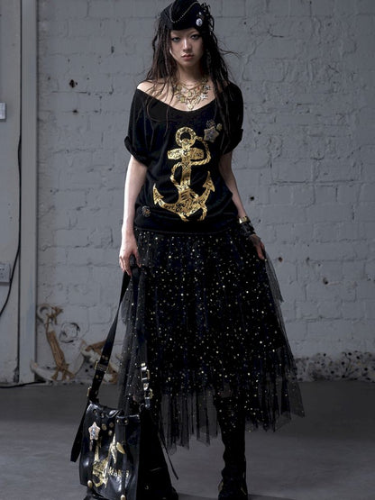 Large neckline loose-fitting T-shirt【s0000012799】