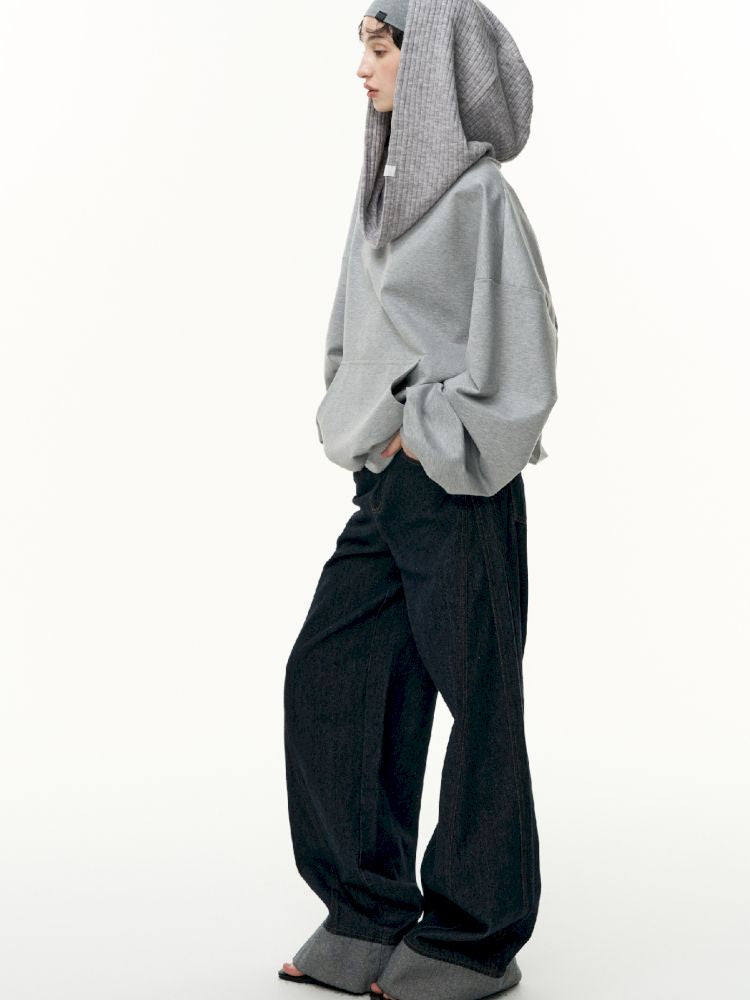 Ramped shoulder one-line collar loose pullover【s0000013735】