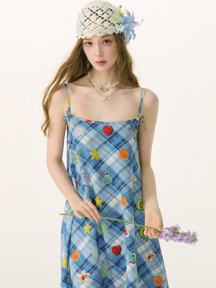 Summer Design Plaid Print Camisole Dress【s0000016843】