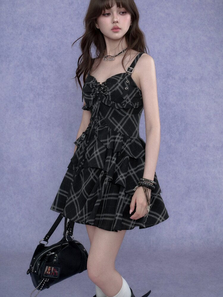 Plaid Metal Camisole Dress【s0000017688】