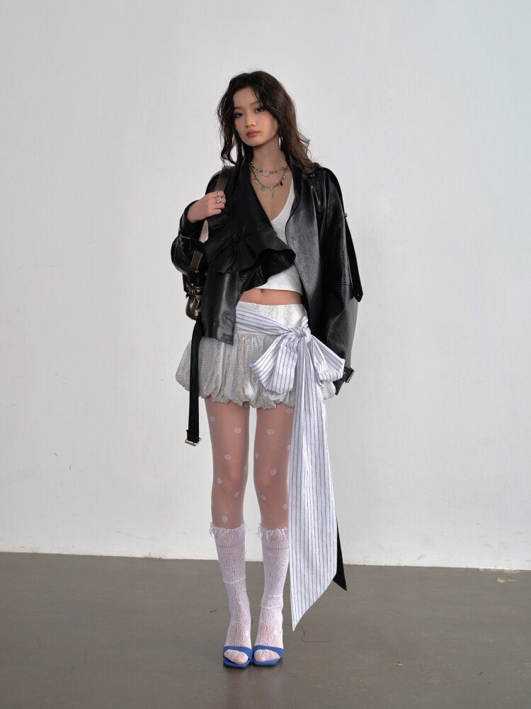 Embroidery Bow Lace Up Puffy Skirt【s0000015699】