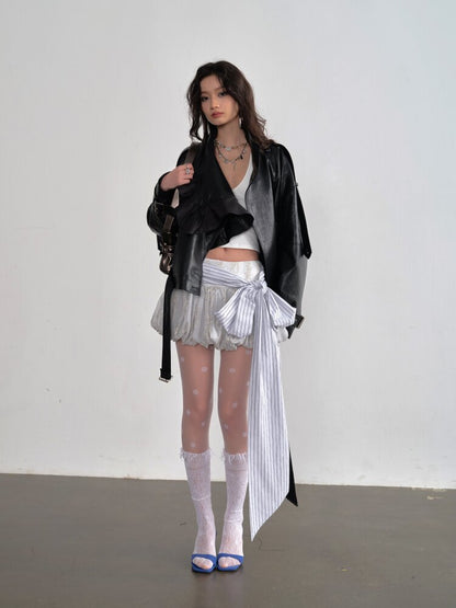 Embroidery Bow Lace Up Puffy Skirt【s0000015699】