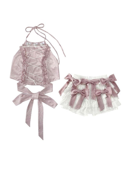 Backless Halter Bow Set【s0000009733】