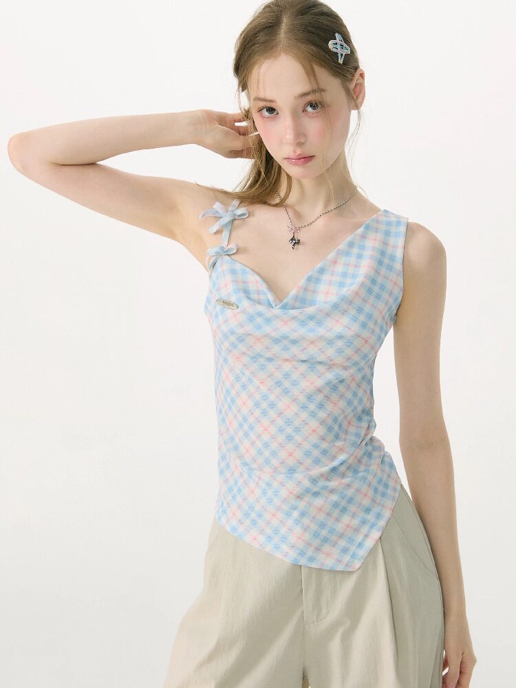 Summer Plaid Bow Vest Camisole【s0000017152】
