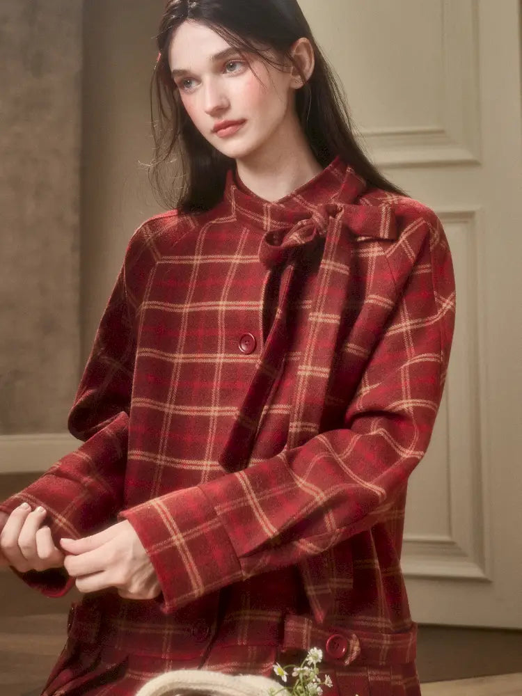 Red Check Coat Dress【s0000014328】