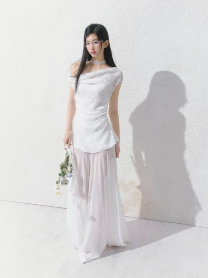 Tansparent a-line tulle dress【s0000012149】