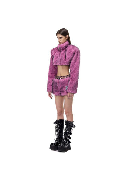 Gradient Fur Short Turtleneck Jacket【s0000015116】