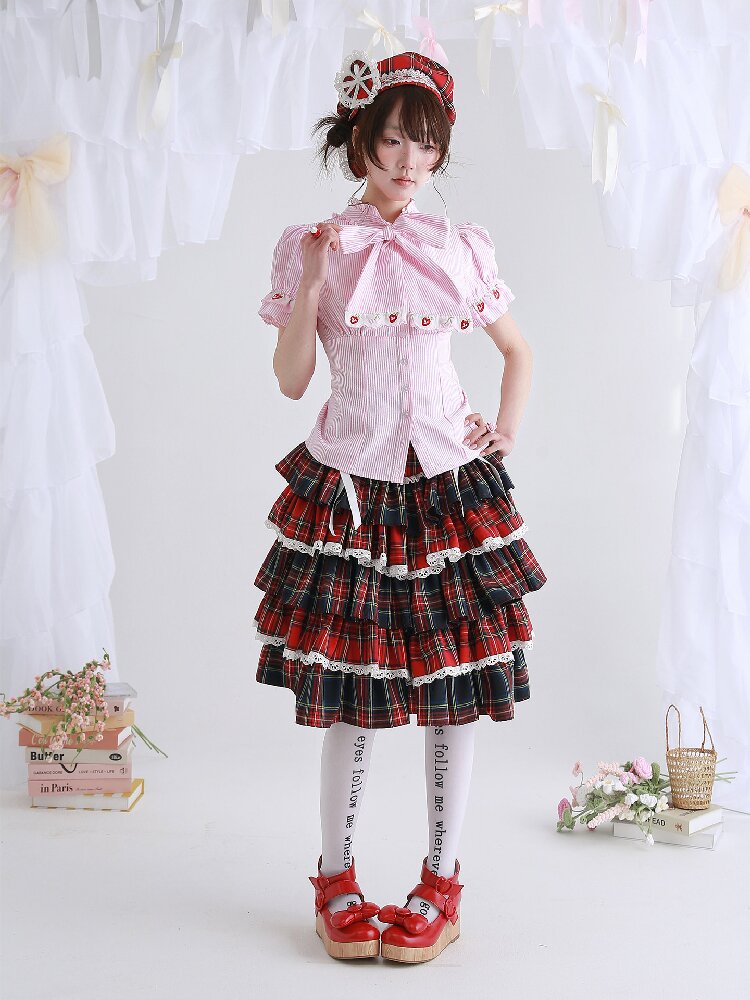 Pink Striped Lolita Inner Shirt【s0000016556】