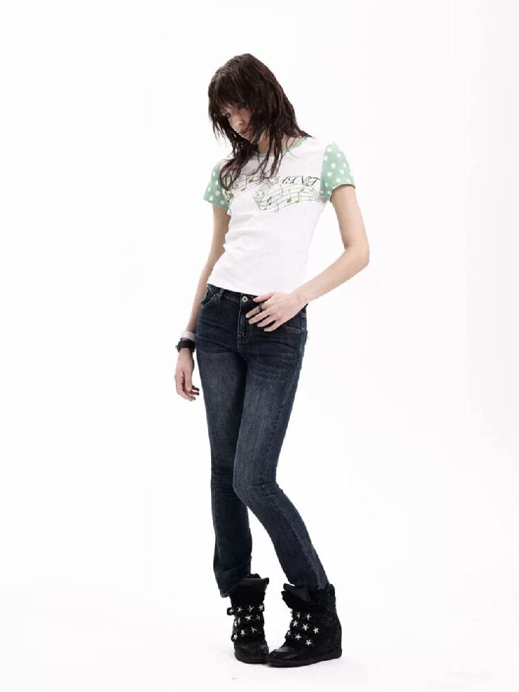 Y2K Rhinestone Musical Note Slim Tee【s0000018286】