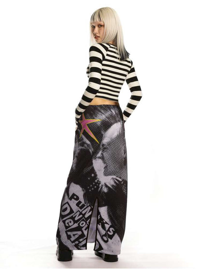 Vintage Printed Skirt Casual Loose Sweatshirt【s0000014905】