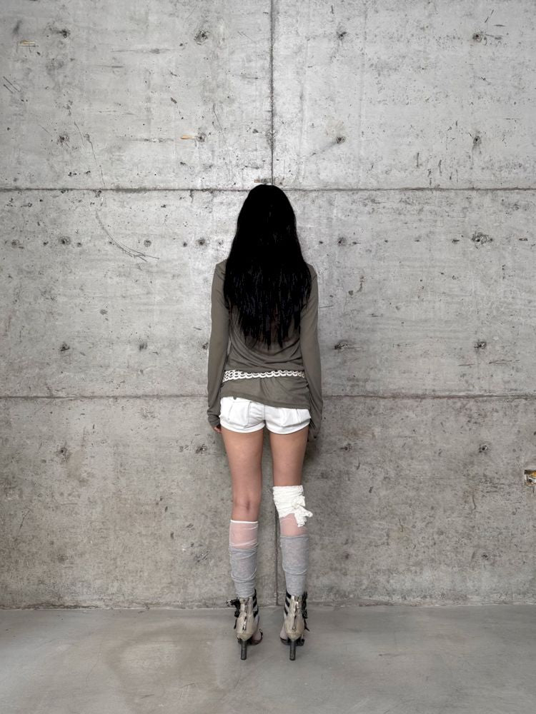 Micro-Stretch Fabric Low-Waist Shorts【s0000012704】