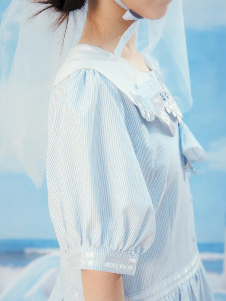 Blue and White Striped Dress【s0000014154】