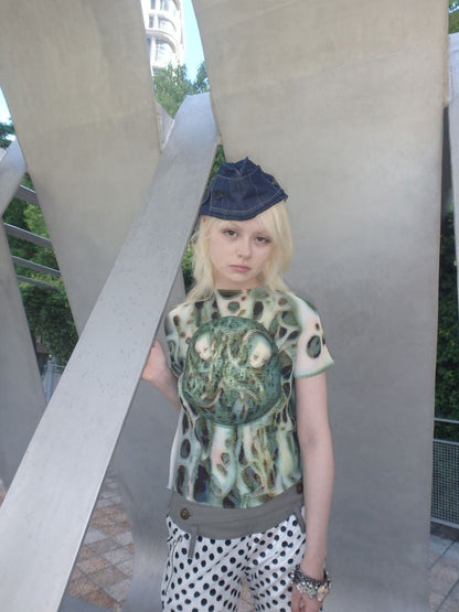 Printed Wrinkle Slimming T-Shirt【s0000013181】