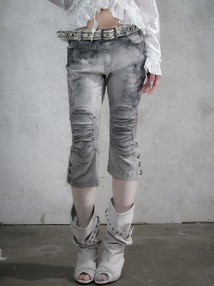 Distressed Lace Print Cropped Pants【s0000017860】