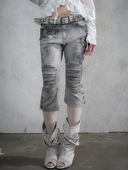 Distressed Lace Print Cropped Pants【s0000017860】