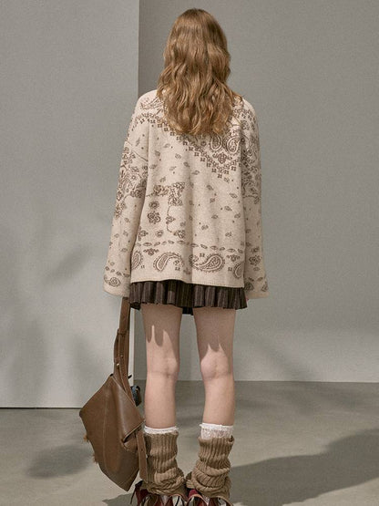 Button-Front Jacquard Knit Cardigan【s0000014394】