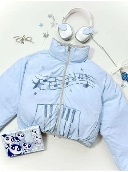 Dreamcore Blue Gray Reversible Padded Jacket【s0000014698】