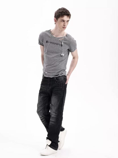 Vintage Faded Gray Damaged T-Shirt【s0000018295】
