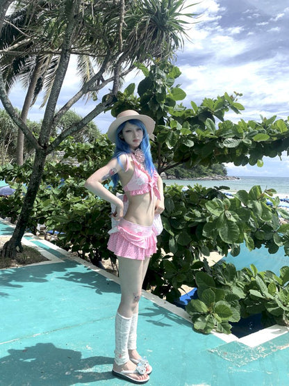 Fuchsia Flower Split Swimsuit【s0000012660】