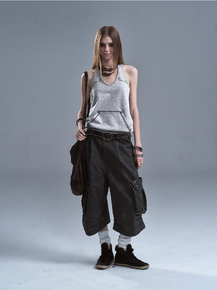 Rivet Pleats Washed Cropped Pants【s0000016895】