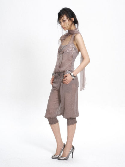 Mulberry Silk Embroidered Halter Top【s0000017654】