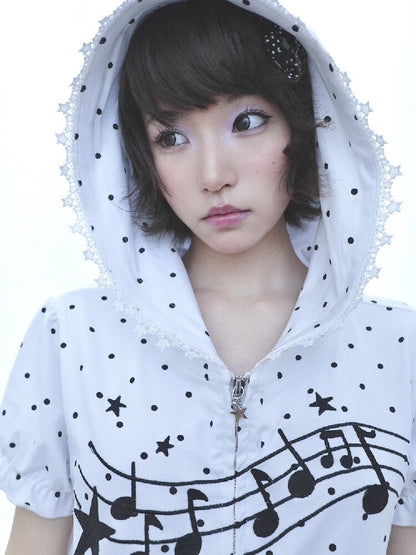 Notes Polka Dot Hooded Cardigan【s0000016547】
