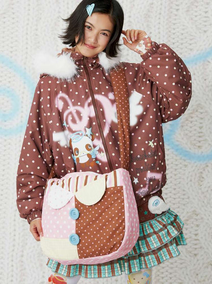 Two-Color Print Cute Quilted Cotton Bag【s0000014853】