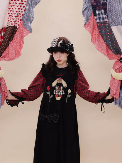 Corduroy Rabbit Strawberry Dress【s0000019288】