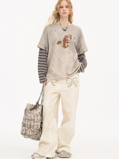 Bloom Patchwork Long Sleeve Tee【s0000015903】