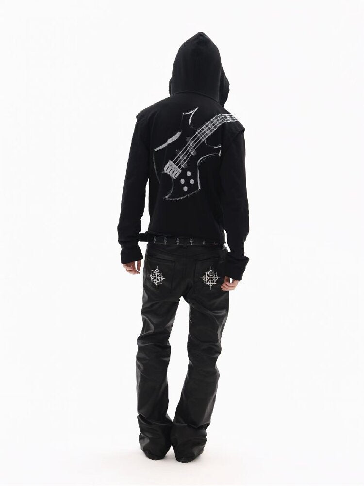 Silver Foil Dark Metallic Zip Hoodie【s0000018363】