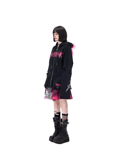 Riveted Hole Design Hooded Sweatshirt【s0000017728】