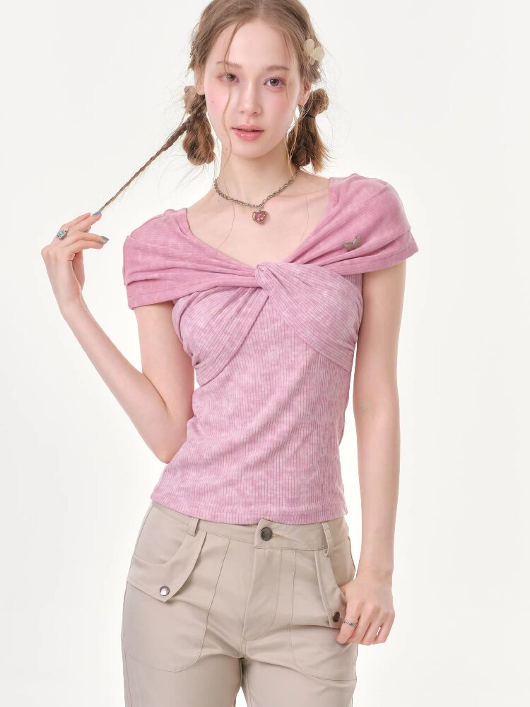 Flower Knot Butterfly Slim T-Shirt【s0000016605】