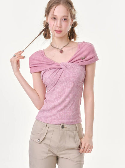 Flower Knot Butterfly Slim T-Shirt【s0000016605】