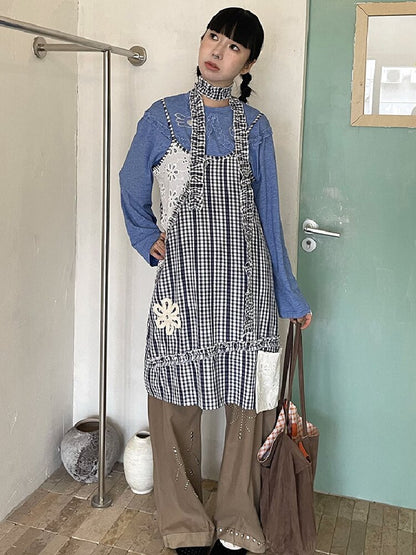 Plaid Suspender Patchwork Dress【s0000015849】