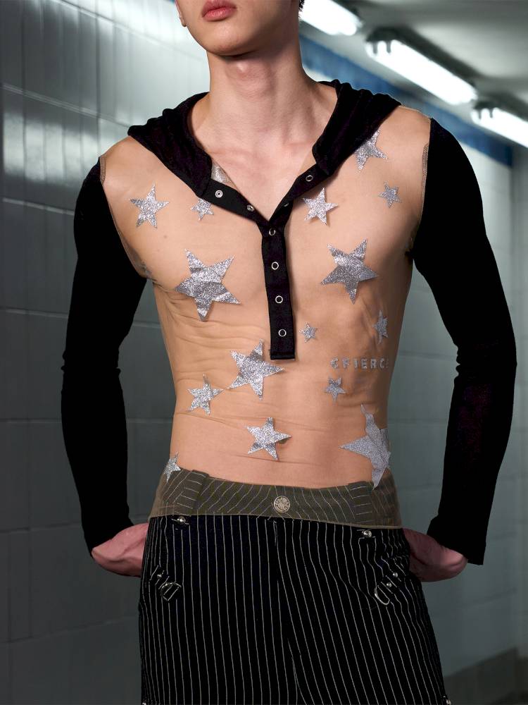 Mesh-Panel Long-Sleeve Top【s0000014416】