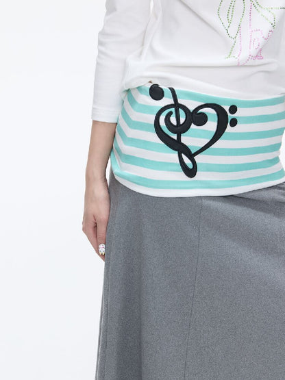 Color Blocking Striped Midi Skirt【s0000016383】