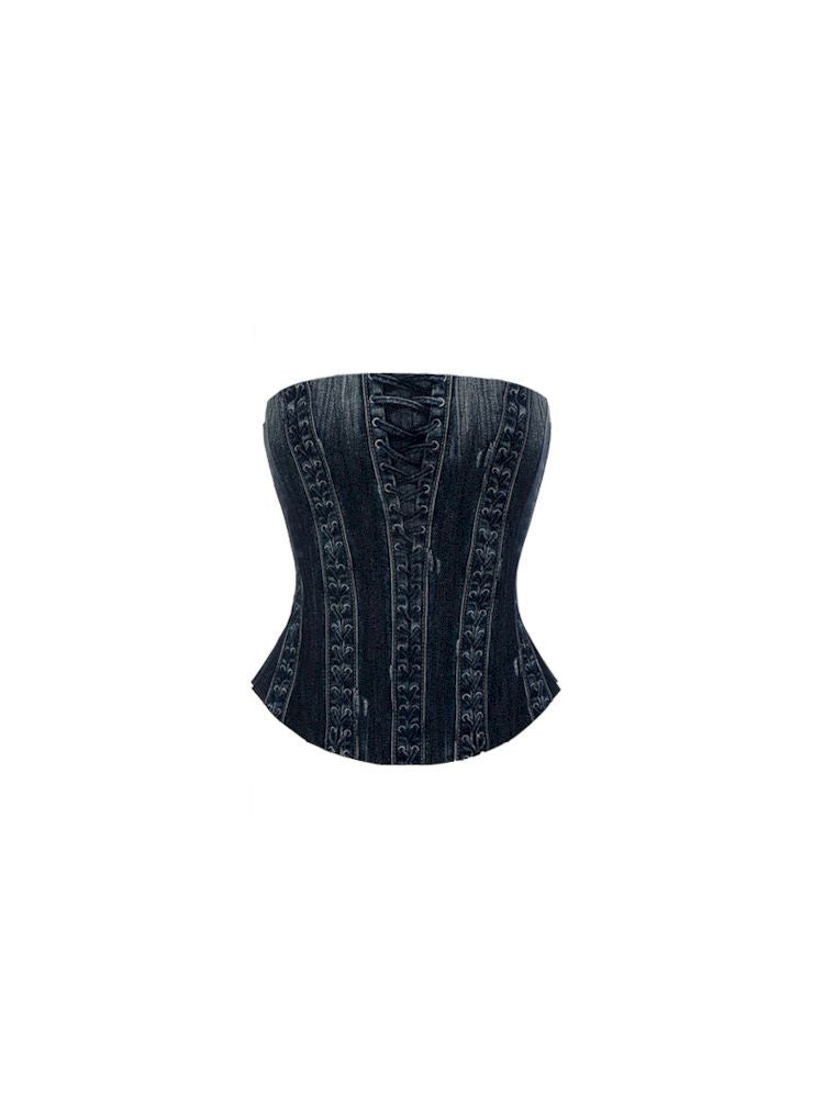 Cowboy Printed Fishbone Corset【s0000009856】