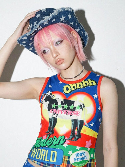 American Print Stretch Slim Vest【s0000016698】