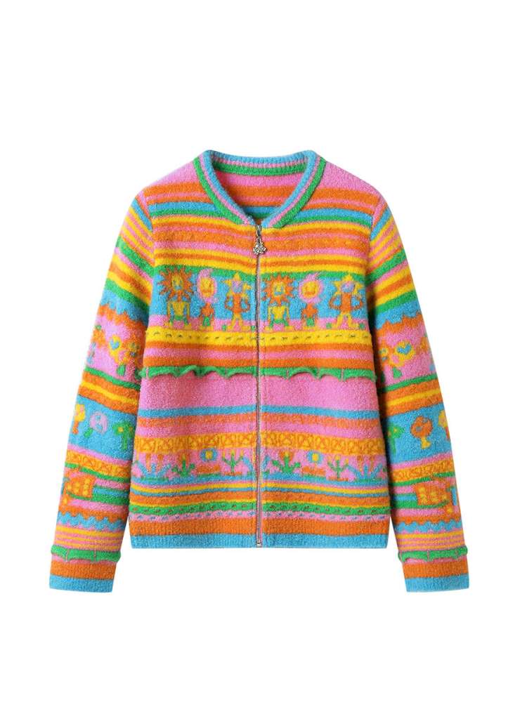 Colorful Striped Plush Knit Sweater【s0000015030】