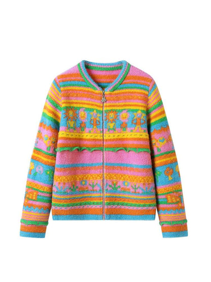Colorful Striped Plush Knit Sweater【s0000015030】