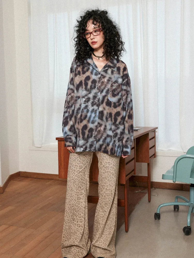 Leopard Print Cuban Collar Long-Sleeve Shirt【s0000013988】