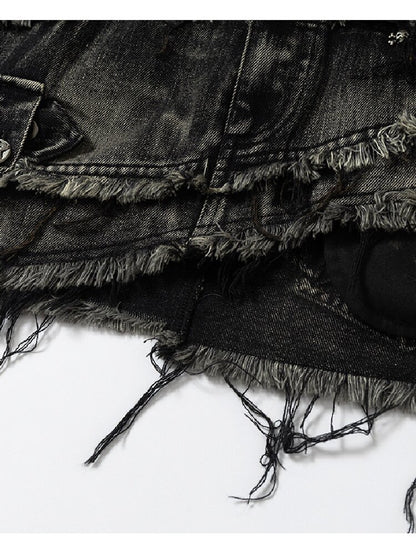 Washed Heavy Work Denim Skirt【s0000017232】