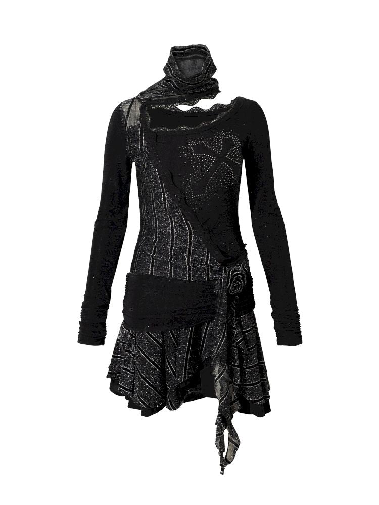 Stacked Neck One-Shoulder Dress【s0000013475】