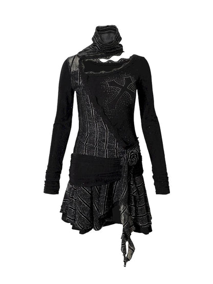 Stacked Neck One-Shoulder Dress【s0000013475】