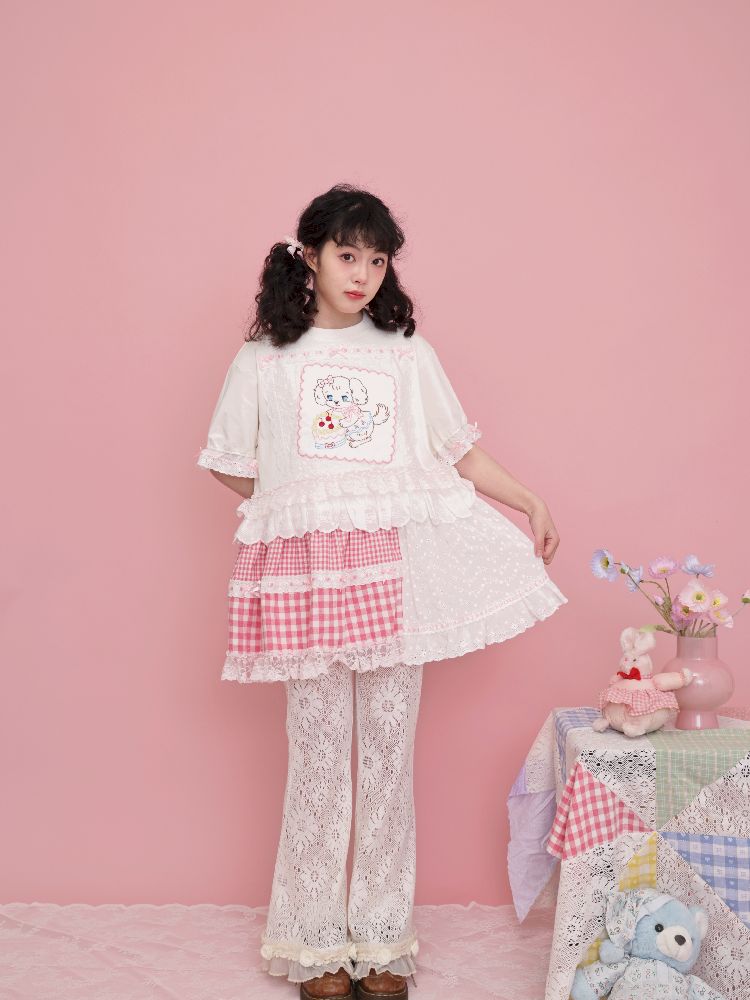 Embroidered Ribbon Lace T-Shirt【s0000012016】