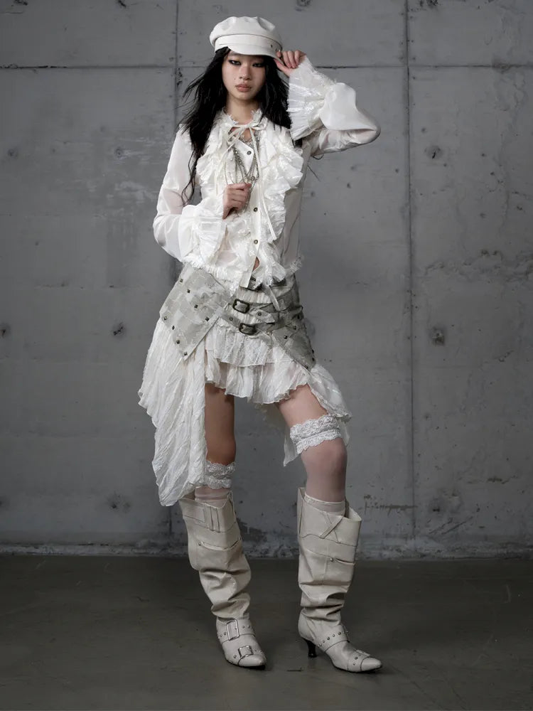 Asymmetrical multi-layer lace skirt【s0000013955】